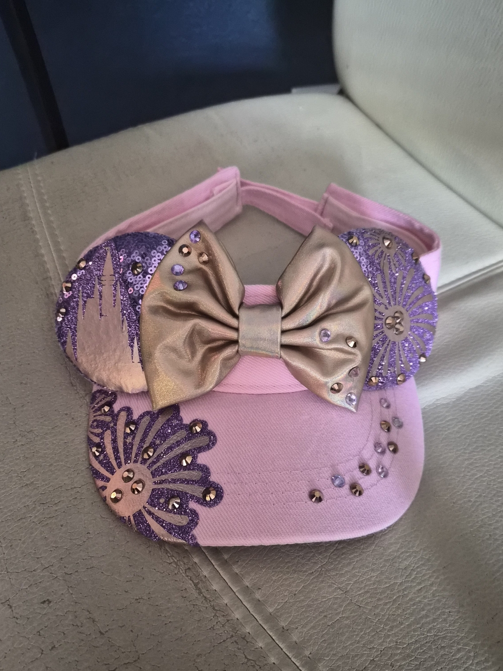 Womens Pink and Purple Mickey Ears Visor